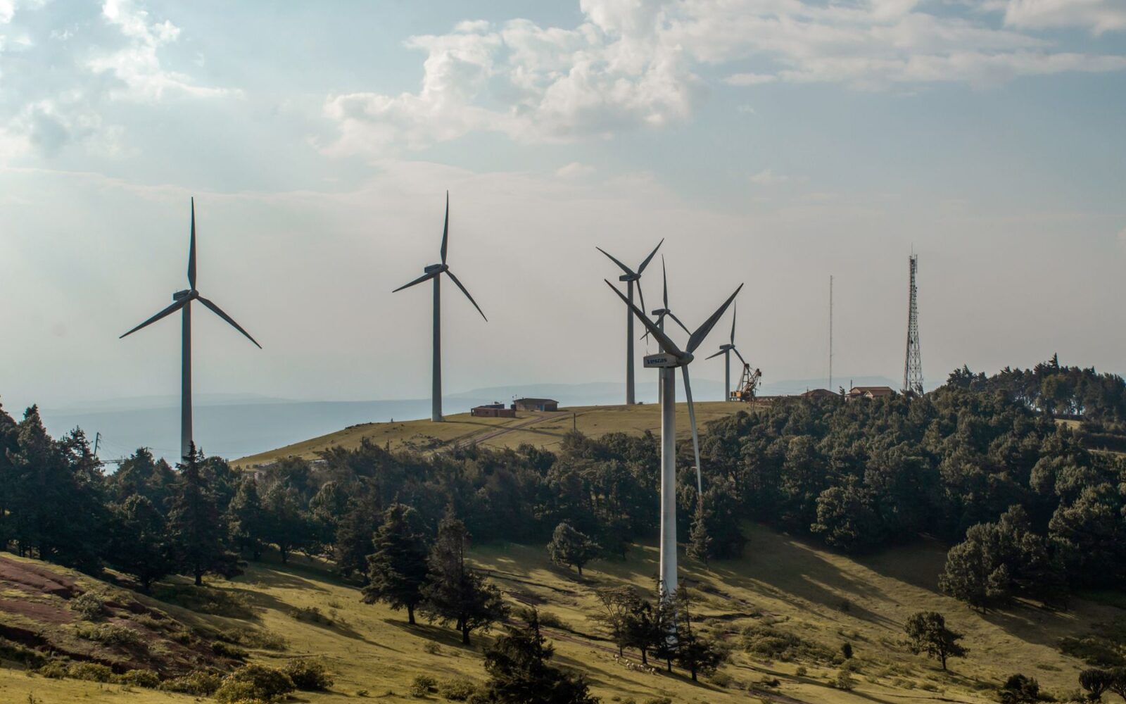 Wind turbines along the ridge of the Ngong Hills